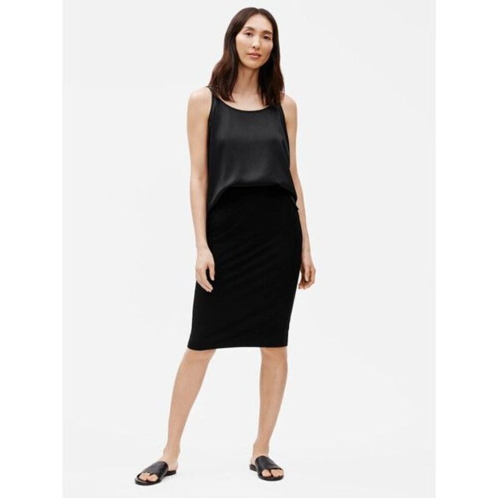 Eileen Fisher System Stretch Crepe Pencil Skirt Black XS